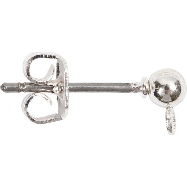 Ohrstecker mit se und Kugel - versilbert - 10 Stk