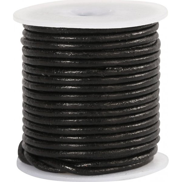 Lederband - Schwarz - 2 mm - 10 m