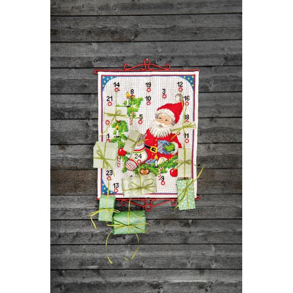 Stickset Weihnachtskalender - Weihnachtsmann und Zuckerstangen Stickset Weihnachtskalender - Weihnachtsmann und Zuckerstangen