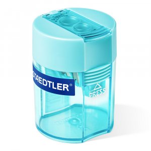 Bleistiftspitzer Cyan mit Behälter - Doppelloch Bleistiftspitzer Cyan mit Behälter - Doppelloch