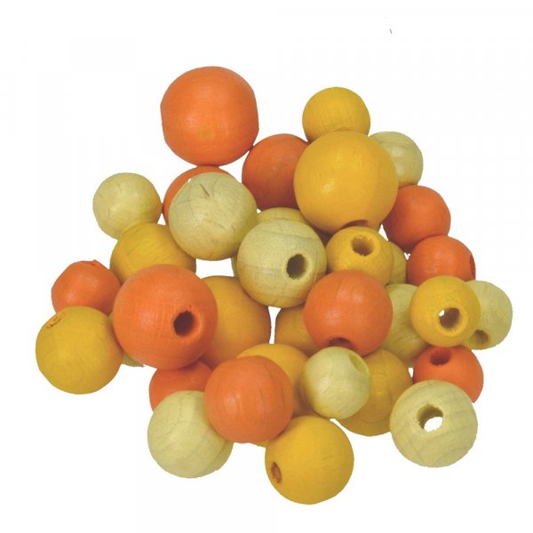 Holzperlen 8,10,12 mm - gelbe Mischung, 25 g Grenmischung