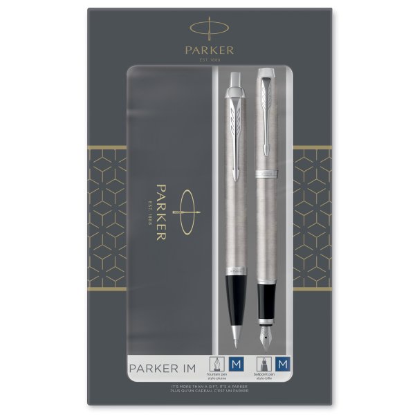 Parker Duo Set IM Kugelschreiber - Edelstahl-Chromverzierung - mittelgro