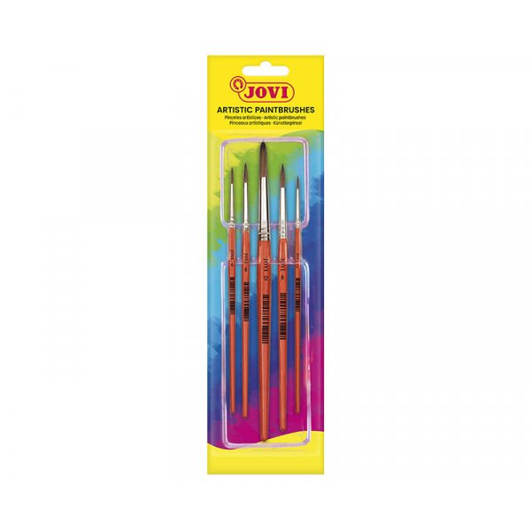 Pinselset - Jovi - 5er-Pack Naturhaar mit runder Spitze, Gre 0, 4, 6, 8 und 12