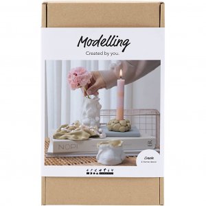 DIY-Set aus Modelliermasse: Vasen und Kerzenhalter in Beige, Elfenbein und Cremewei�, 4 St�ck