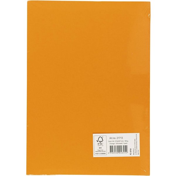 Farbiger Karton - Orange - A4 - 180 g - 100 Blatt