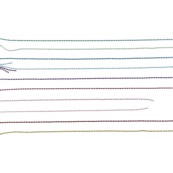 Farbige Kugelketten mit Schloss - gemischte Farben - 10 x 80 cm