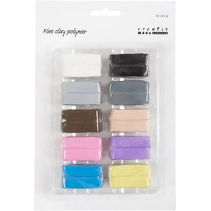 Feines Tonpolymer, Pastellfarben, 10x20 g Feines Tonpolymer, Pastellfarben, 10x20 g