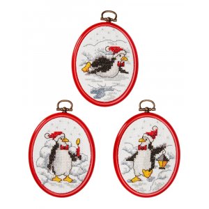 Stickset Gemälde - Weihnachtspinguine Stickset Gemälde - Weihnachtspinguine