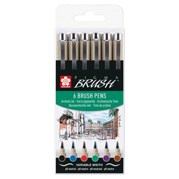 Pinselstifte Pigma Brush - 6 Farben