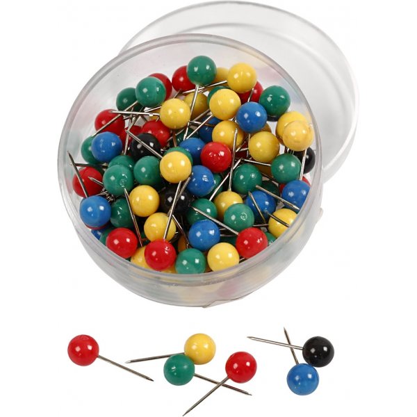 Kartenstecknadeln - gemischte Farben - 100 Stk