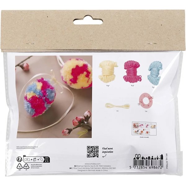 Mini DIY Kit Pompom, bunt, Ei