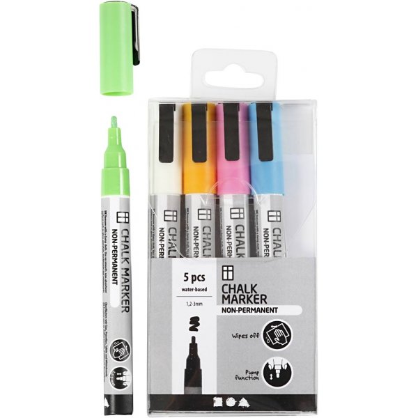 Kreidemarker - krftige Farben - 5 Stk