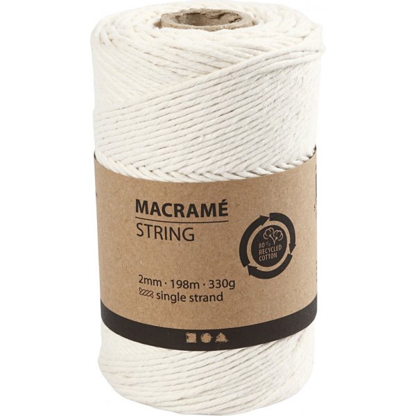 Makramee-Garn - gebrochenes Wei - 2 mm - 198 m