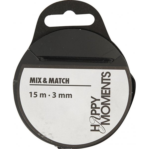 Satinband - Schwarz - B3 mm - 15 m