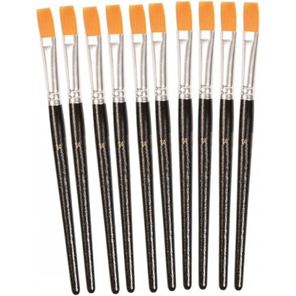 Synthetikpinsel flach Nr. 14 - 10 Stk