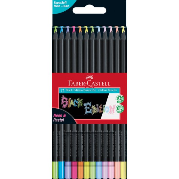 Farbstiftset - Faber-Castell - Black Edition - Neon + Pastell