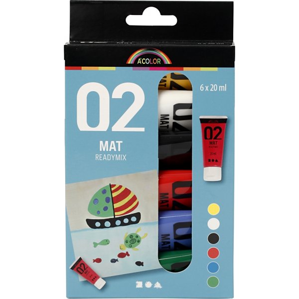 Schulfarbe - Acryl - Standardfarben - matt - 6 x 20 ml