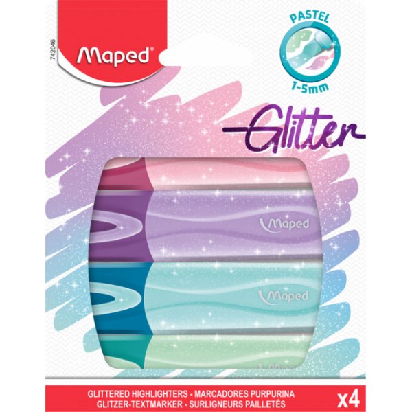Textmarker-Set - Maped - Glitzerstifte Pastell 4er-Pack