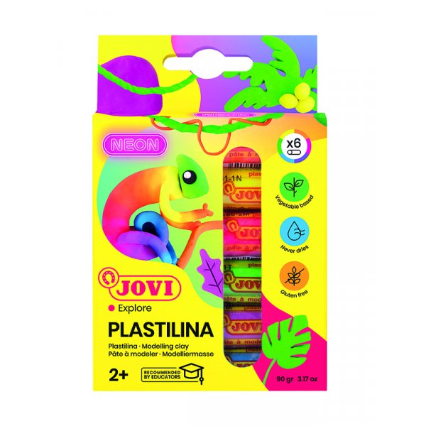 Ton - Jovi Plastilina - 6er-Pack in gemischten Neonfarben 15 g