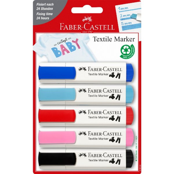 Textilmarker 5 Farben - Pastell