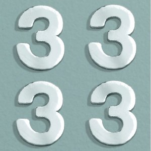 Wachsdekor Nummer 8 mm - Silber Brillant 4 Stk. 3 Wachsdekor Nummer 8 mm - Silber Brillant 4 Stk. 3