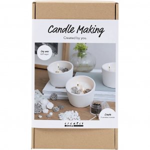 DIY-Kerzengie�set f�r Rosen-Sojakerzen in Beige, Wei� und Creme, 3 St�ck