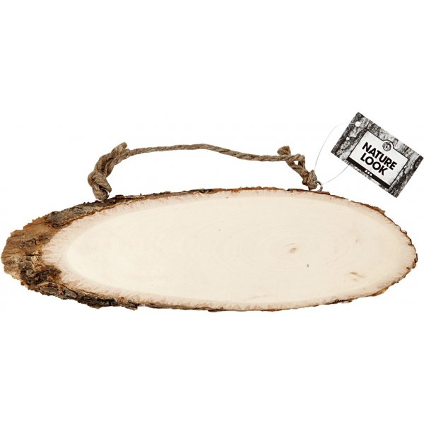 Trschild - schrg geschnittene Holzplatte mit Rindenkante