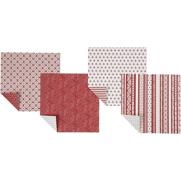 Origamipapier - rot/wei - 10 x 10 cm - 50 Blatt