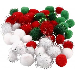 Pompons - grün - rot - weiß - 48 Stk Pompons - grün - rot - weiß - 48 Stk