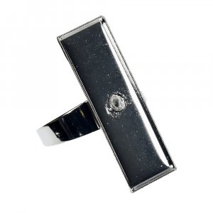 Ring für Mosaik 12 x 35 mm - versilbert rechteckig Ring für Mosaik 12 x 35 mm - versilbert rechteckig
