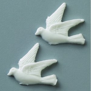 Wachsdekor 30 mm - weiß 2 Stk. Tauben Wachsdekor 30 mm - weiß 2 Stk. Tauben