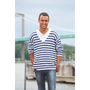 Strickanleitung - Gestreifter Pullover mit V-Ausschnitt Strickanleitung - Gestreifter Pullover mit V-Ausschnitt