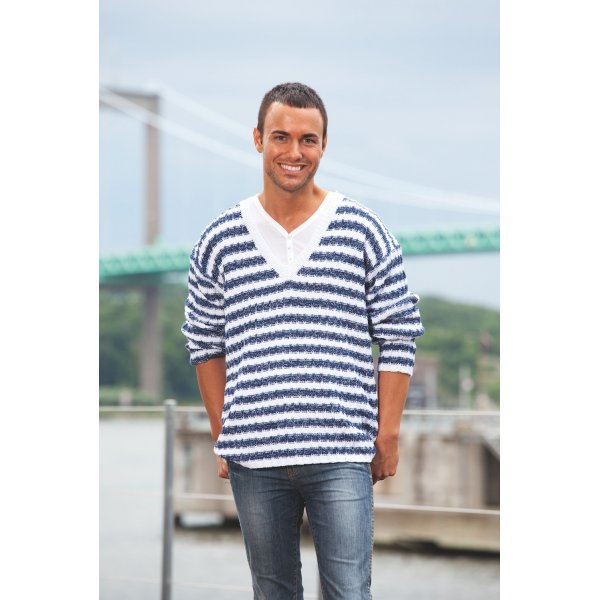 Strickanleitung - Gestreifter Pullover mit V-Ausschnitt