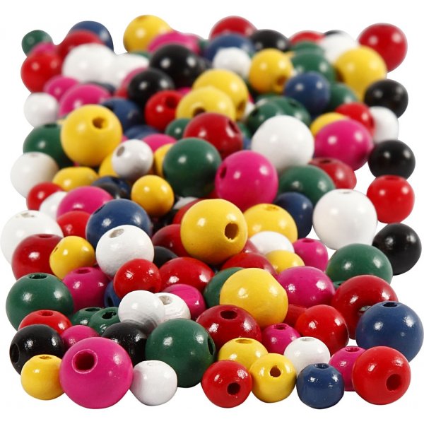 Holzperlen - rund - gemischte Farben - 400 ml Holzperlen - rund - gemischte Farben - 400 ml