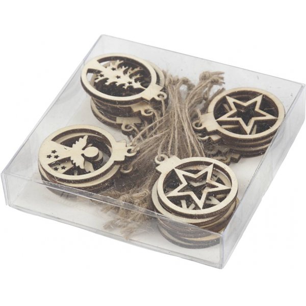 Holzornamente - Weihnachtsthema - 24 Stk