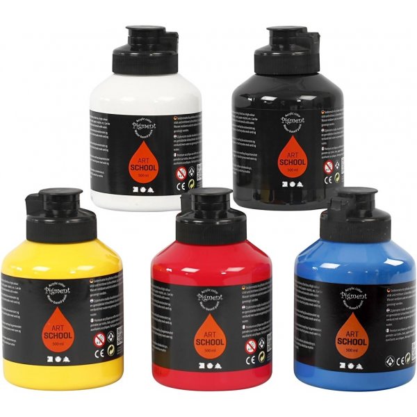 Pigment Art School - Primrfarben - seidenmatt - 5 x 500 ml