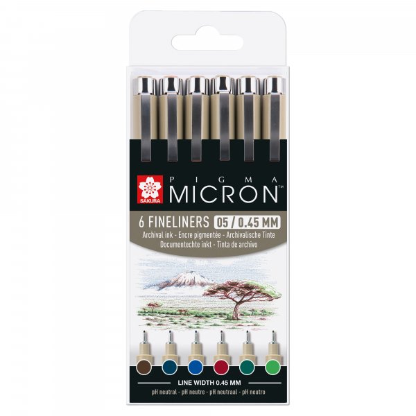 Fineliner Pigma Micron Set - 6 Stifte (Erde 05)