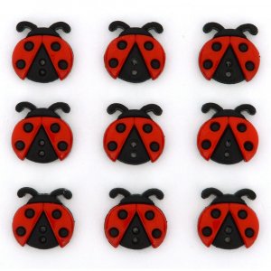 Schwarz/Rote Knöpfe 15x15 mm - Marienkäfer Schwarz/Rote Knöpfe 15x15 mm - Marienkäfer