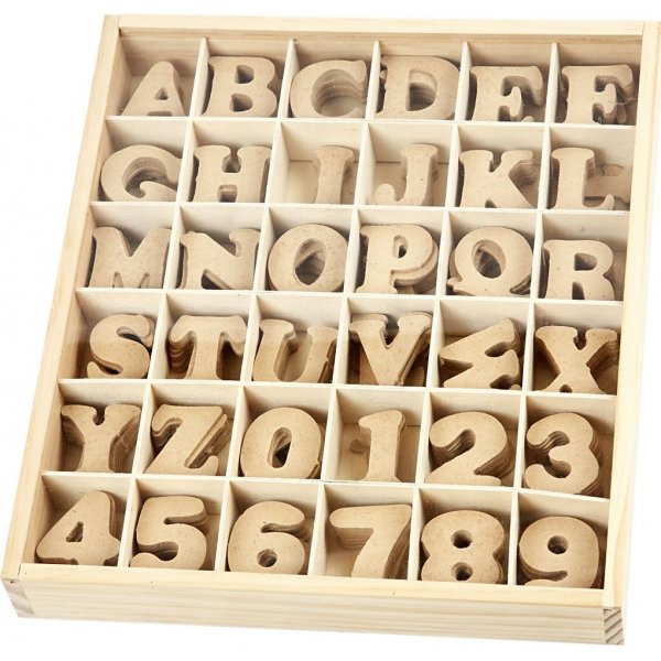 Holzbuchstaben und Zahlen - 288 Stck