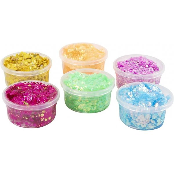 Glitzerknete, gemischte Farben, 6x20 ml