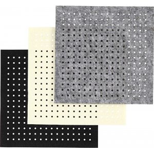 Filz mit Löchern - Schwarz - Grau - Cremeweiß - 3 x 4 Blatt Filz mit Löchern - Schwarz - Grau - Cremeweiß - 3 x 4 Blatt