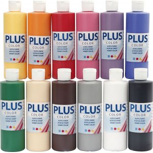 Plus Color Hobbyfarbe - Standardfarben - 12 x 250 ml Plus Color Hobbyfarbe - Standardfarben - 12 x 250 ml
