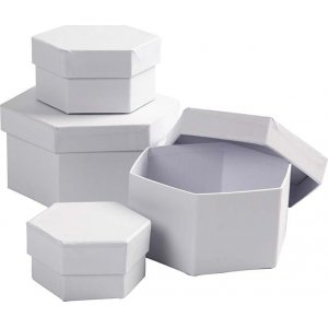 Sechseckige Boxen - weiß - 4 Stk Sechseckige Boxen - weiß - 4 Stk