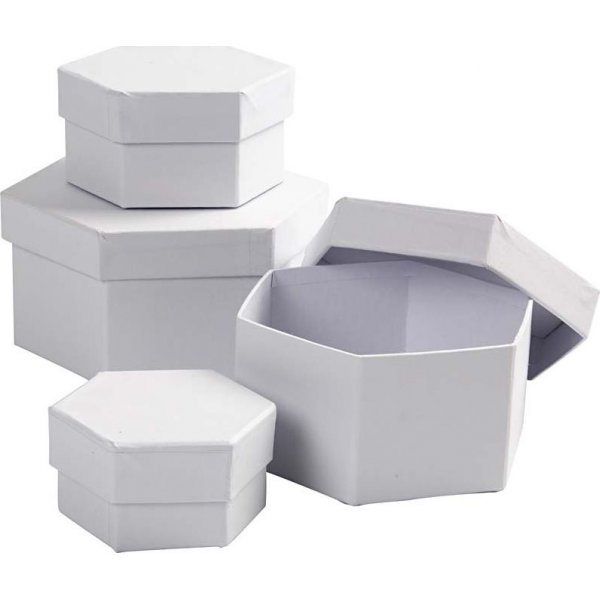 Sechseckige Boxen - wei - 4 Stk