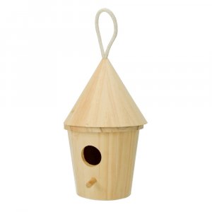 Vogelhaus H 20,5 x ø 13 cm - unbehandelt rund Vogelhaus H 20,5 x ø 13 cm - unbehandelt rund