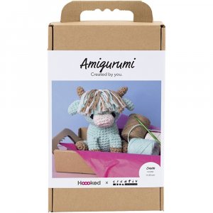 DIY-Set Amigurumi-Kuh, beige und mintfarben - 1 Packung