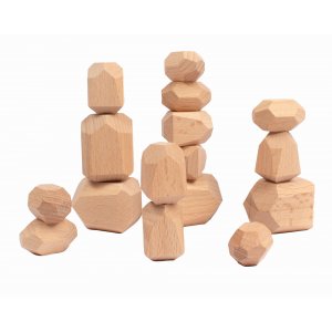 Holzsteine 16 Stück - Natürliche Farbe Holzsteine 16 Stück - Natürliche Farbe