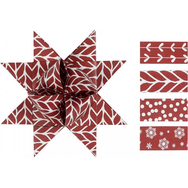 Sternstreifen - rot - wei - 6,5+11,5 cm - 60 Streifen