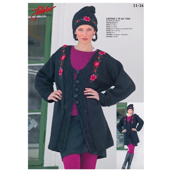 Strickanleitung - Lange Strickjacke mit gestickten Blumen