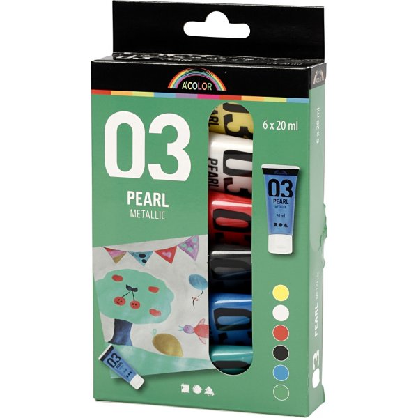 Schulfarbe Acryl - Metallic - Standardfarben - Metallic - 6 x 20 ml